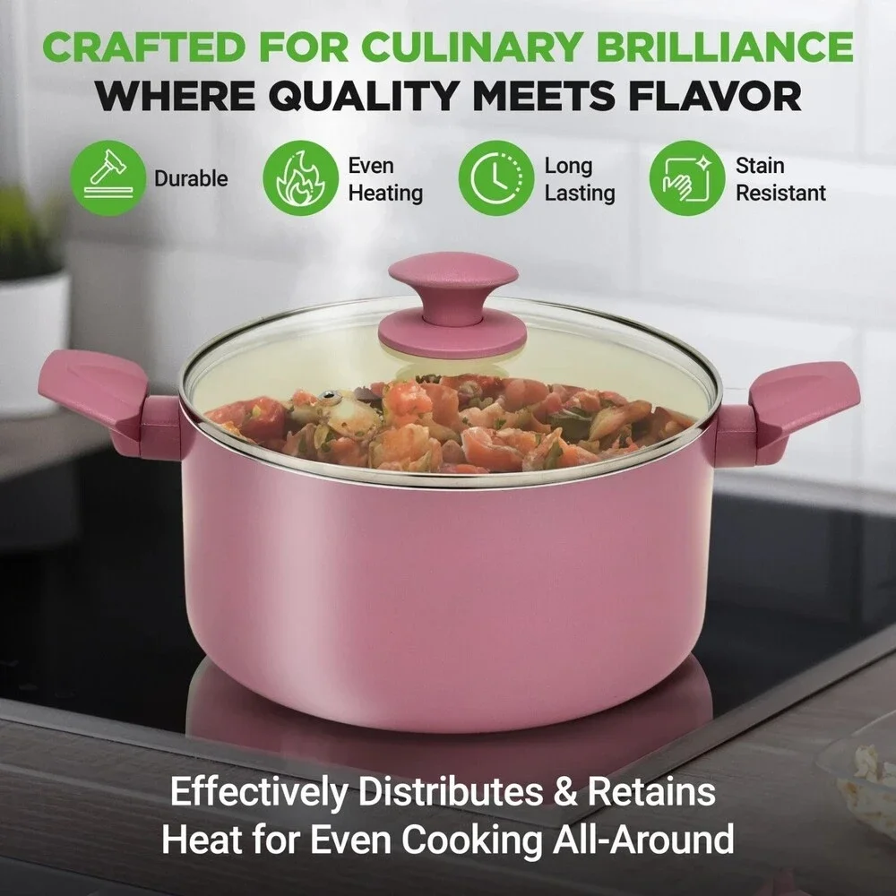 NutriChef 54-Pcs Home Kitchen Cookware High-Quality Ceramic (Blush Pink) NIB NEW - Picture 2 of 2